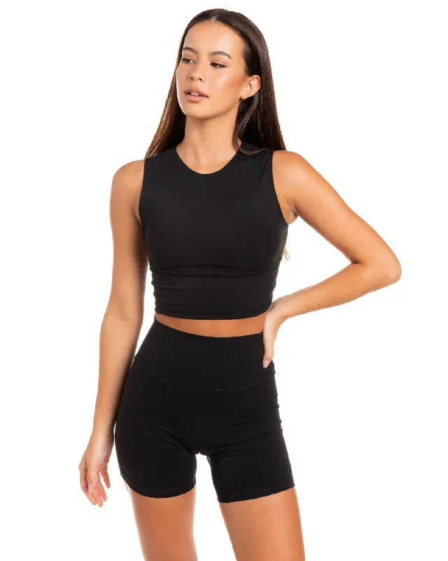 Aura Boxy Tank - Black