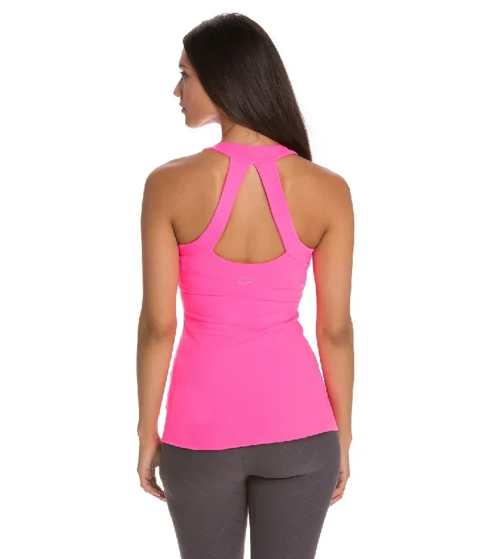 Beyond Yoga Open Back Curved Supplex Tank Shocking Pink