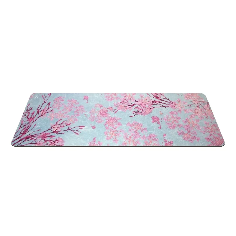 Luxe Vegan Suede Microfiber/ Recycled Rubber Printed Yoga Mat - FLORAL CORAL