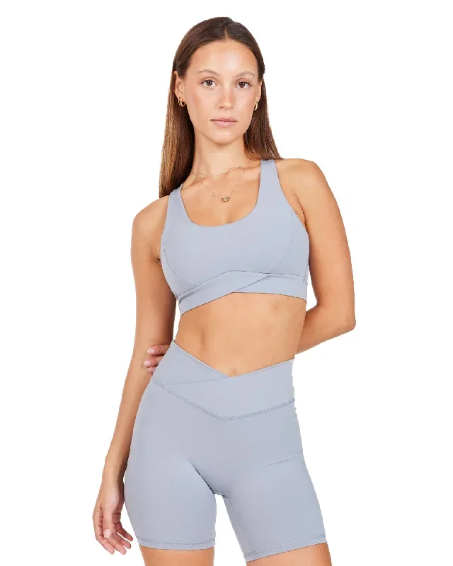 Cross Over Sports Bra - Steel Grey