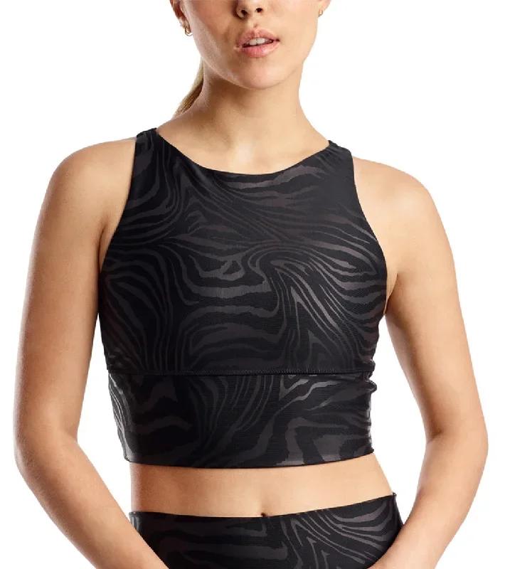 DYI High Neck Elevate Racer Yoga Sports Bra Zebra Matte Foil