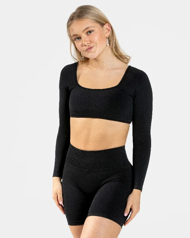 Femme Backless Longsleeve Schwarz