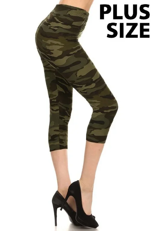 Green Camo Plus Capri