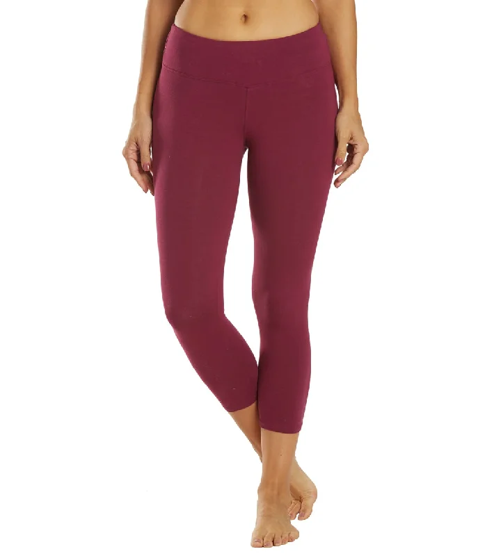 Hard Tail Flat Waisted Cotton Yoga Capris Boysenberry