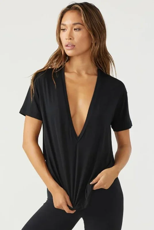 Joah Brown Plunge V Neck - Black