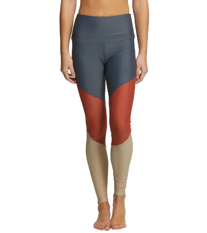 Onzie High Waisted Track Yoga Leggings Copper Combo