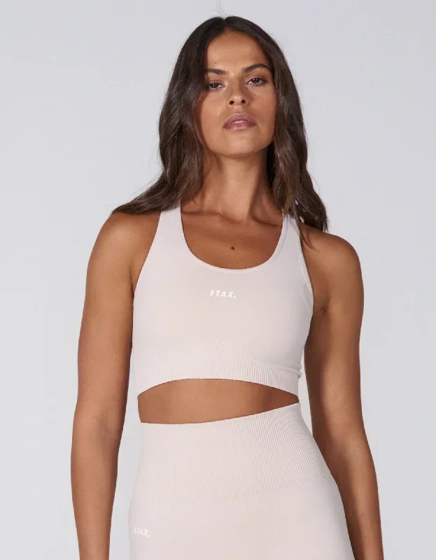 Premium Seamless Favourites Racer Crop - Bone