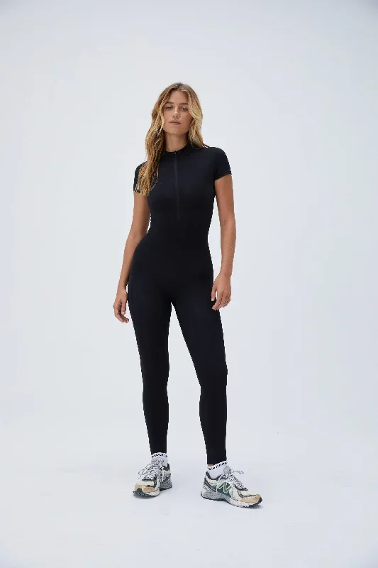 ultimate-short-sleeve-zip-front-pocket-unitard-black